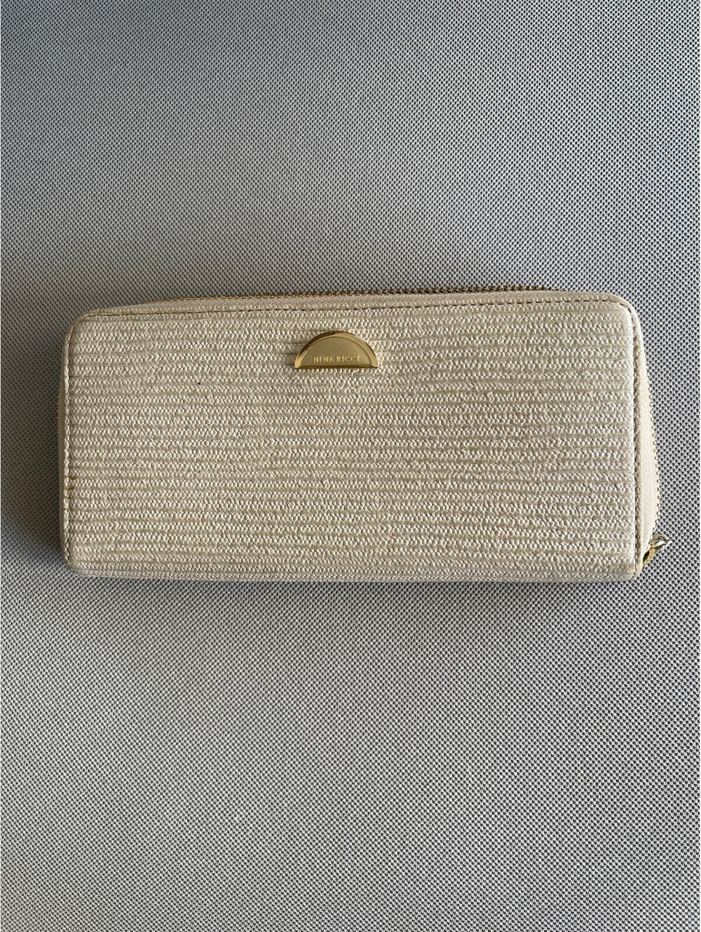 Nina Ricci Textured Leather Raffia Style Long Wallet Excellent pre-loved